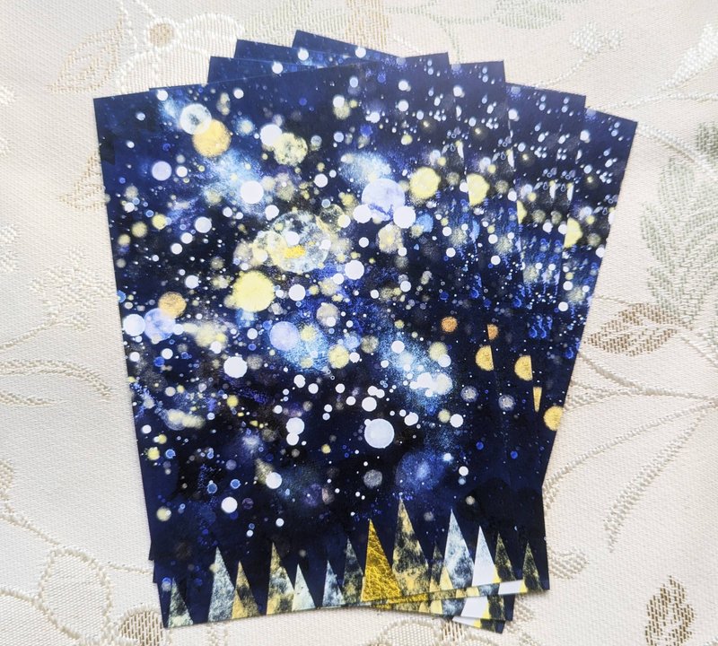 星与森林明信片五张组 - 卡片/明信片 - 纸 蓝色