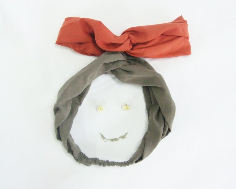 神秘果 - 千晨 双环 手工 松紧 发带 - 发饰 - 棉．麻 红色