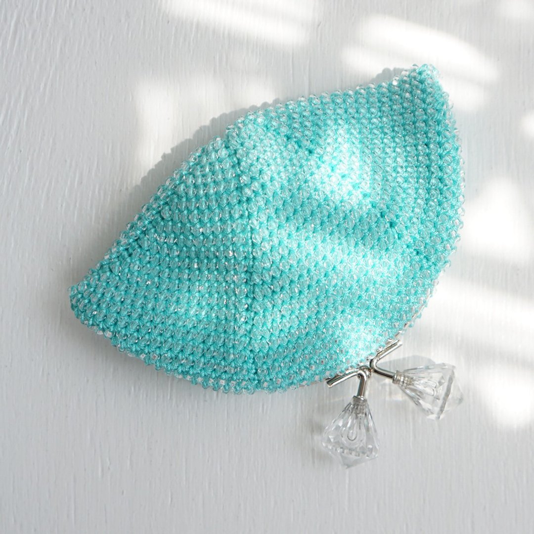 Ba-ba handmade Acrylic beads crochet pouch No.1487 - 皮夹/钱包 - 其他材质 绿色