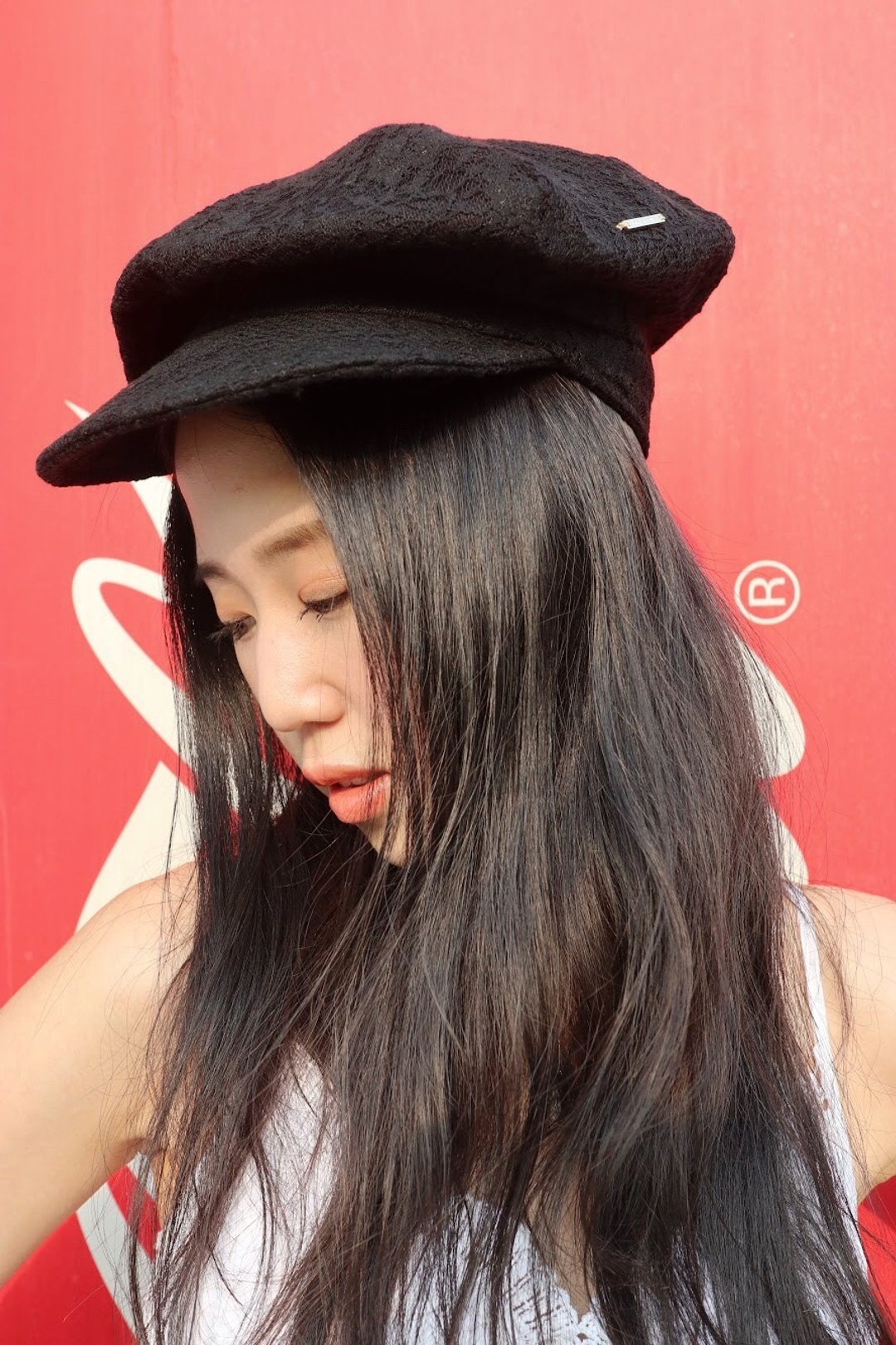Newsboy Hat 报童帽 |六边剪裁 | 黑色lace - 帽子 - 聚酯纤维 黑色