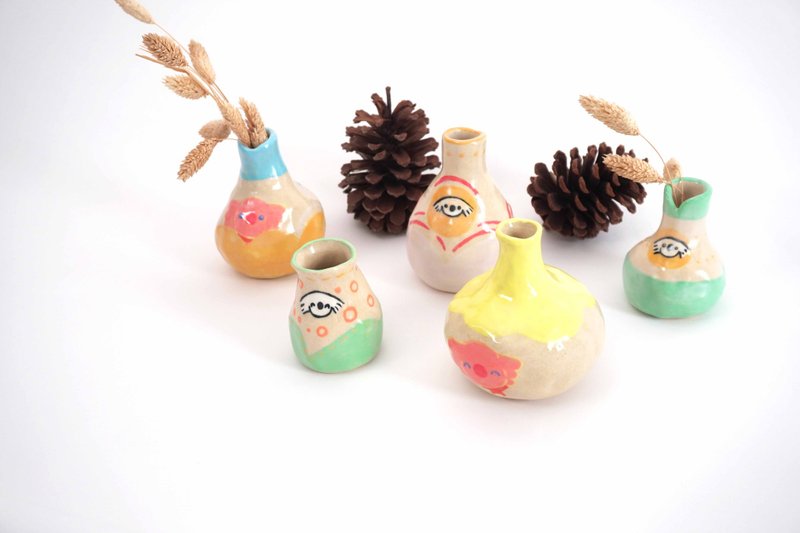 陶艺 手作花器 - 花瓶/陶器 - 陶 多色