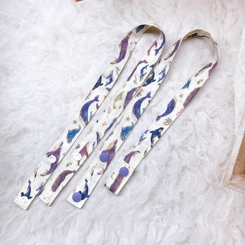 PJ手作【宝石鲸鱼】 防疫儿童口罩挂绳 - 口罩 - 棉．麻 紫色