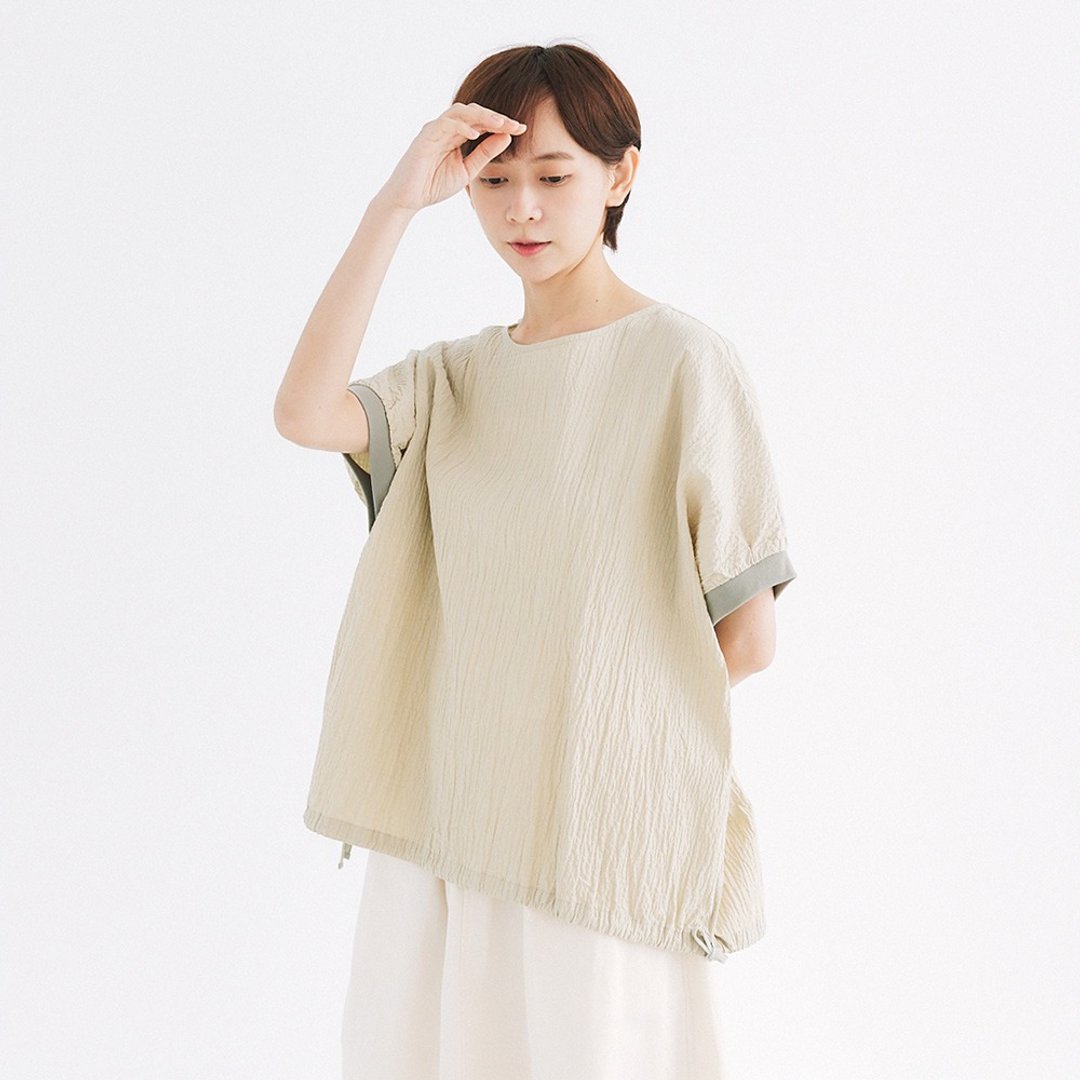 【Simply Yours】清新感皱布上衣 绿F - 女装 T 恤 - 棉 绿色