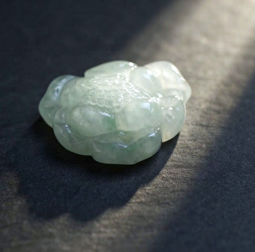 冰种飘绿翡翠莲花 | 天然缅甸玉A货翡翠 | 送礼 - 其他 - 玉石 绿色