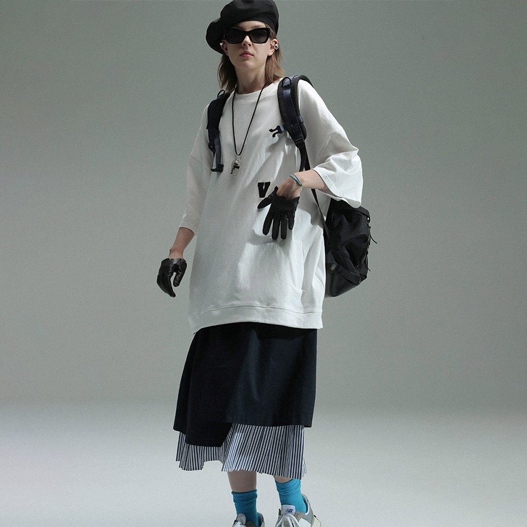 UNVESNO SS20立体刺绣潮牌休闲情侣装宽松打底短袖T恤 SWS-1256 - 男装上衣/T 恤 - 棉 
