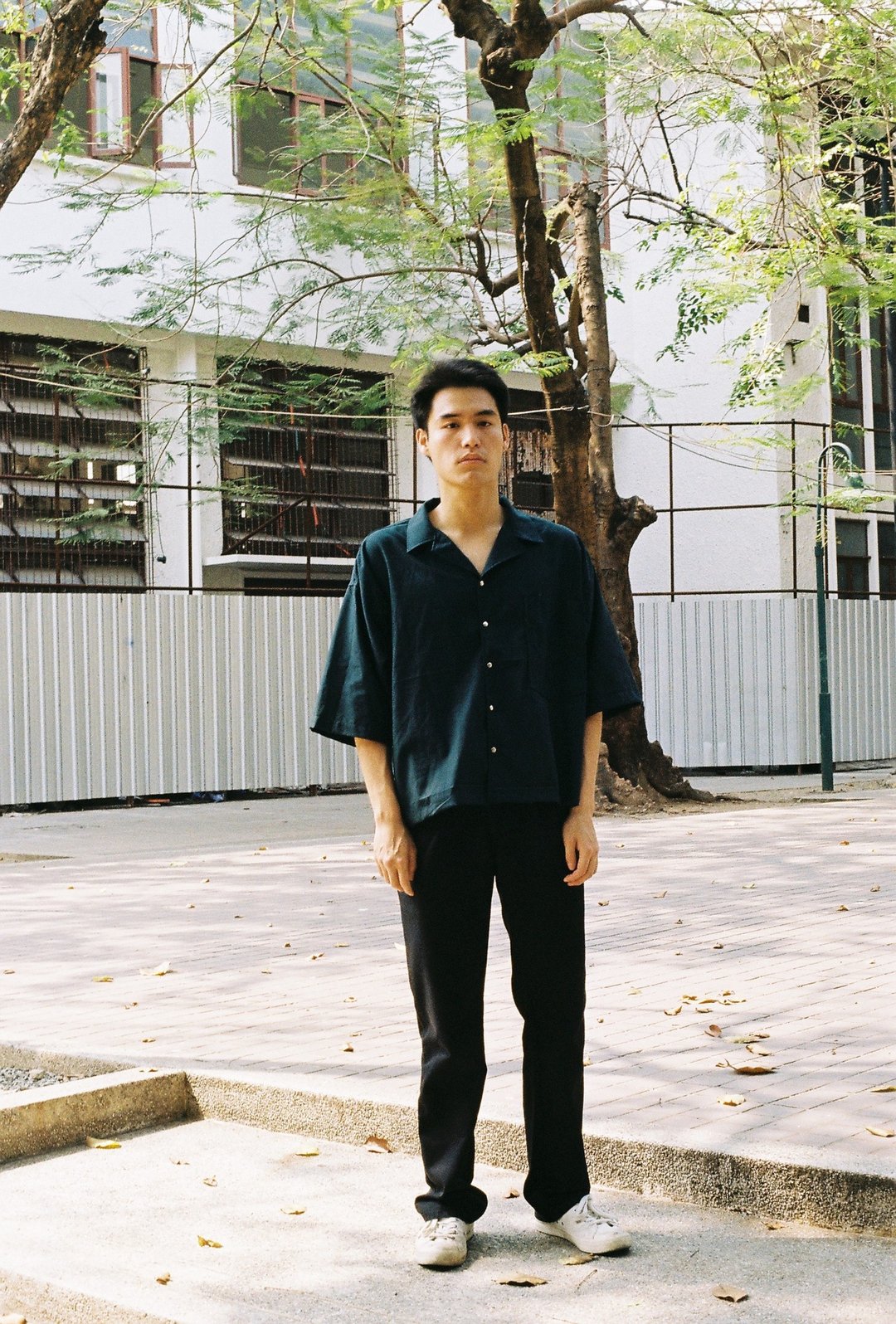 Open collar shirt (Green) - 男装衬衫 - 棉．麻 绿色