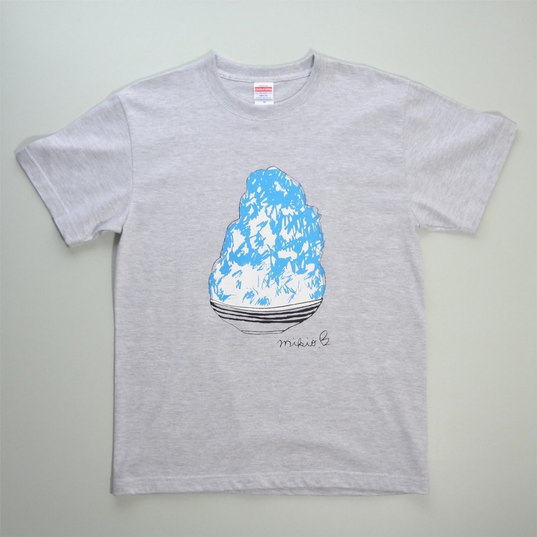 刨冰 Kakigori Shaved ice Men's t-shirt BlueHawaii Ash S M L XL 2XL 3XL - 男装上衣/T 恤 - 棉 灰色