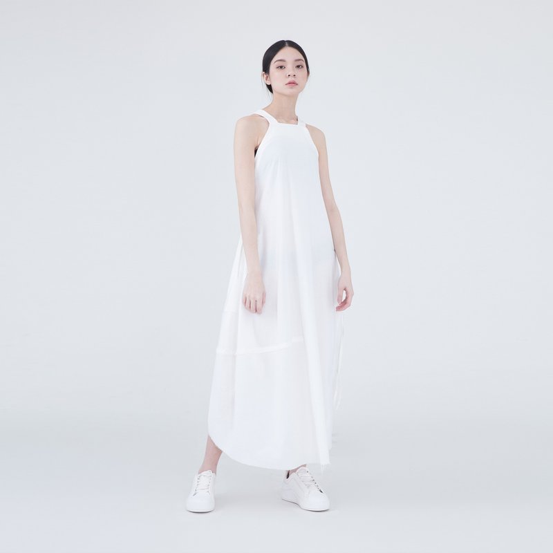 TRAN - 吊带连身洋装 - 洋装/连衣裙 - 棉 白色