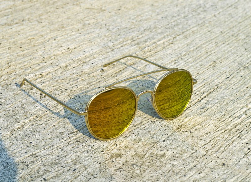 2is SebO 太阳眼镜│飞行员圆框墨镜│金属框│橘色镜片│抗UV400 - 墨镜 - 其他金属 橘色