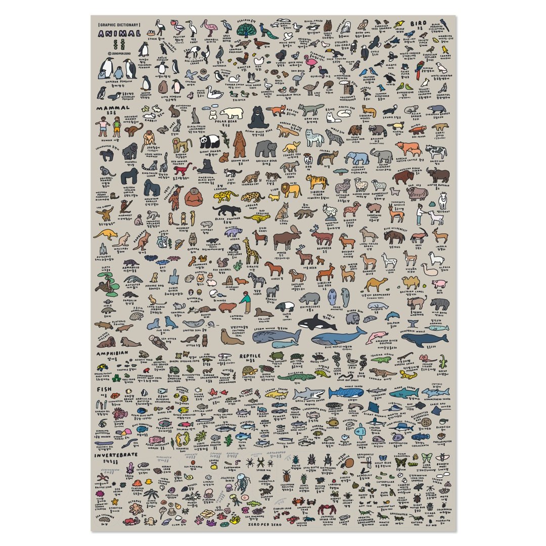 海报 动物图鉴 60x90 - 海报/装饰画/版画 - 纸 
