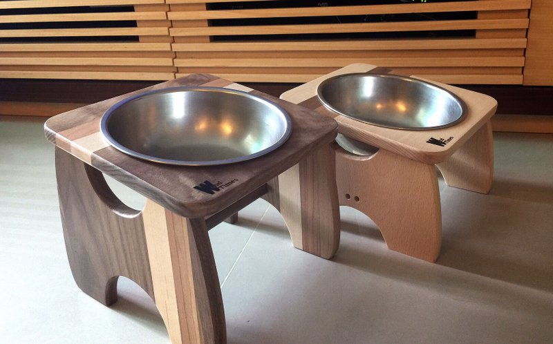 毛小孩 时尚餐桌-小型 宠物设计家具 宠物用品 宠物碗 - 碗/碗架 - 木头 粉红色