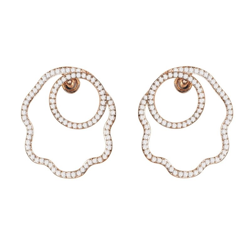 云朵造型镶钻双层式耳环(共两色) - 耳环/耳夹 - 铜/黄铜 金色