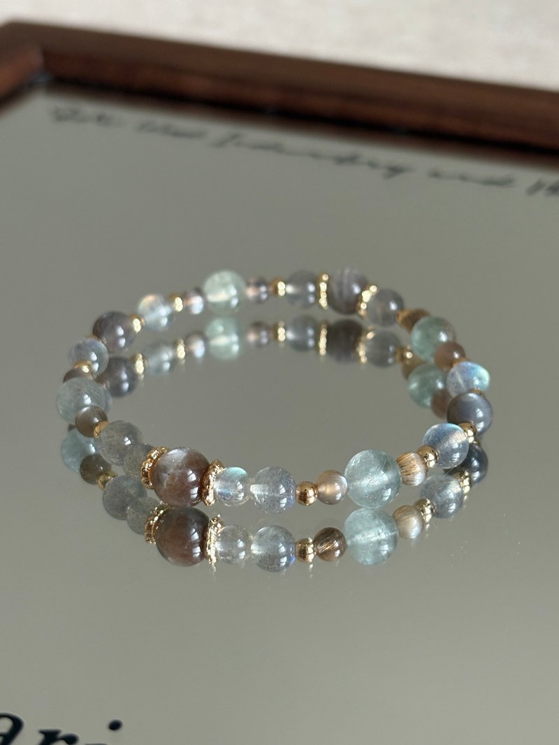 烟雨漫步///事业运 灵感 星辉骨干 拉长石 黑金骨干 阿鲁沙 - 手链/手环 - 水晶 绿色