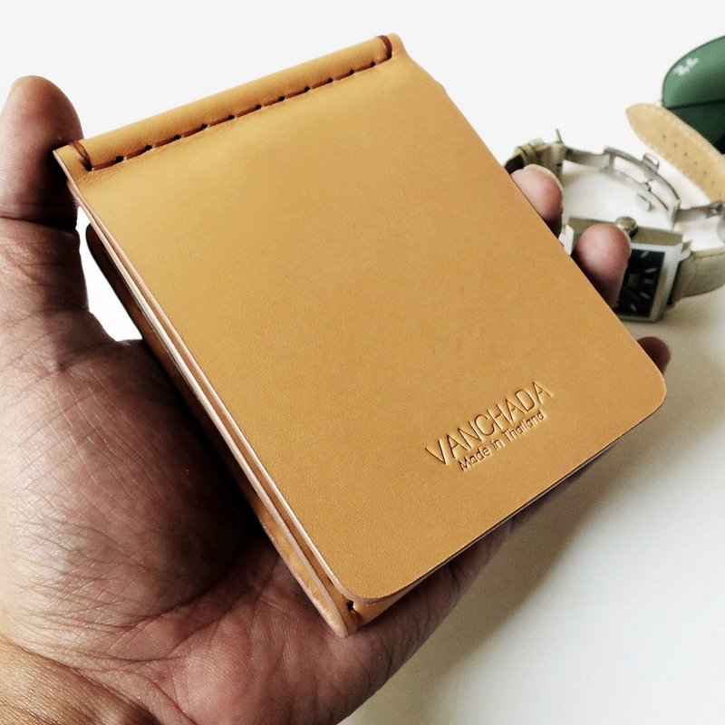 Wallet Money Clip Bi-fold V.3.1 Vegetable Nude Color Hand-cut - 皮夹/钱包 - 真皮 