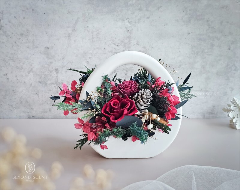 新年耶诞永生扩香桌花 - 花瓶/陶器 - 植物．花 红色