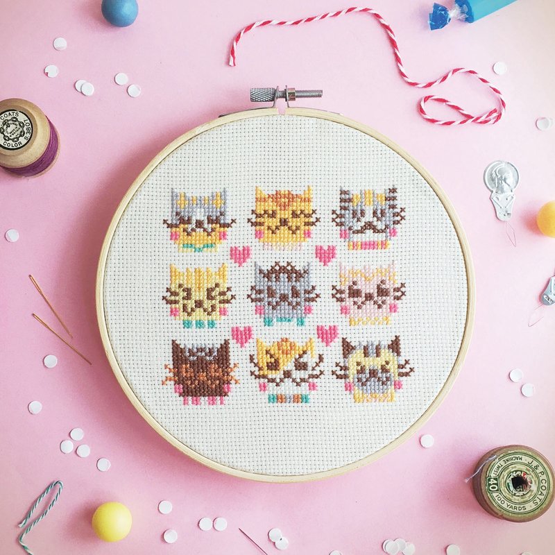 十字绣材料包 - I love Catsss. - 编织/刺绣/羊毛毡/裁缝 - 绣线 黄色