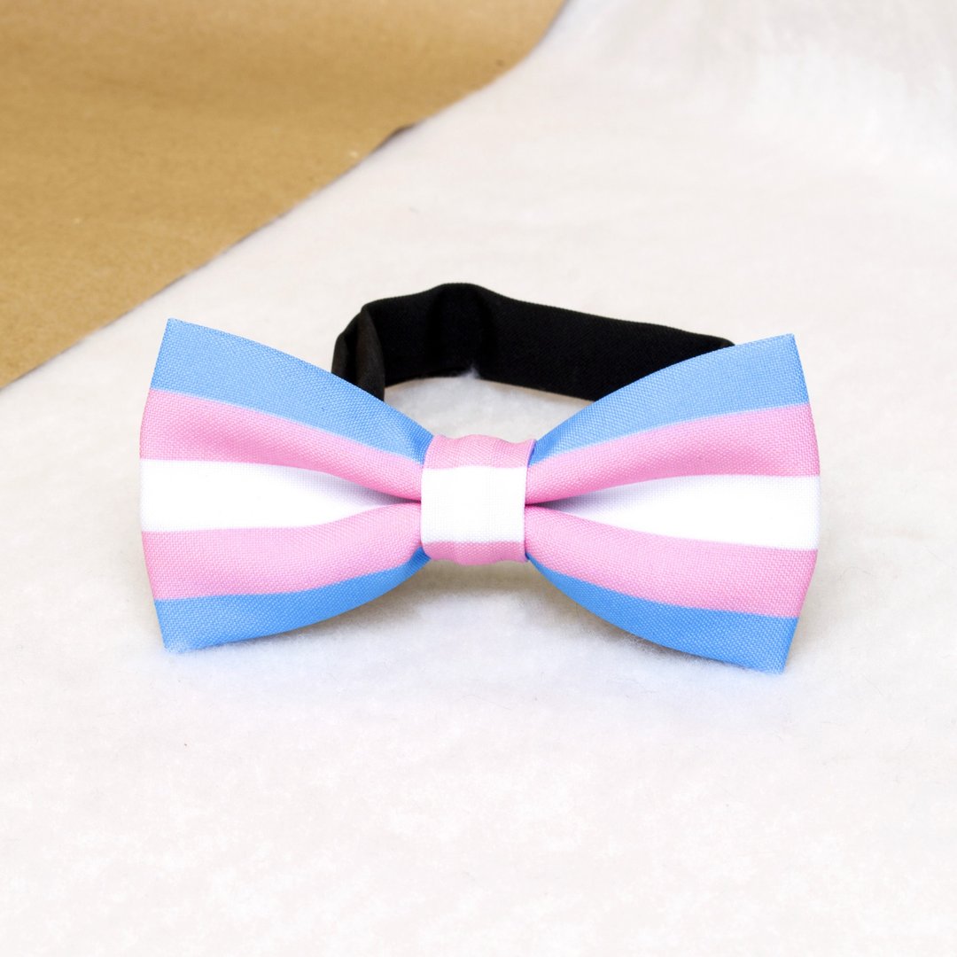Transgender LGBTQ bow tie, LGBT flag, rainbow pride bow tie - 领结/领巾 - 聚酯纤维 多色