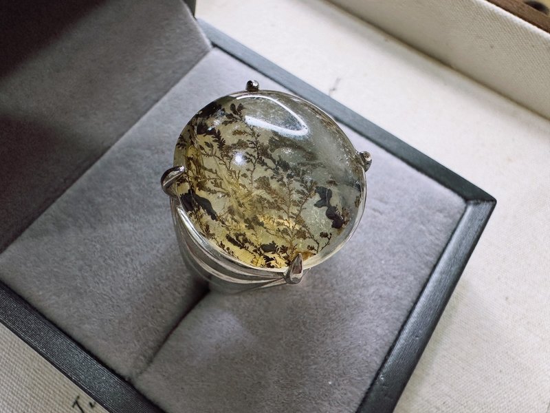 软锰矿(小树胶花)水晶 s 925银戒 - 戒指 - 水晶 