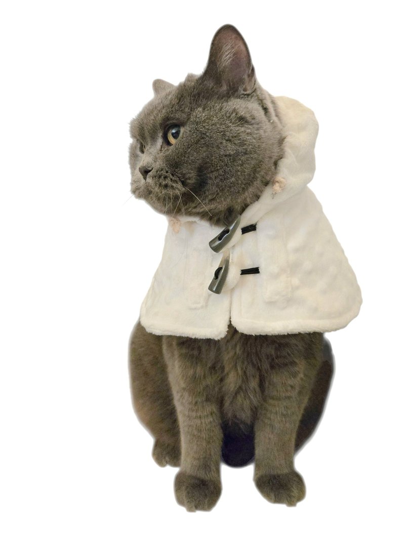 披肩连帽领围 - 棉涤混纺 - 衣/帽 - 其他材质 白色