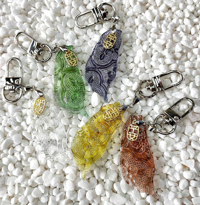 台湾平安造型海棠花玻璃钥匙圈 钥匙圈 海棠花玻璃 台湾 纪念品 - 钥匙链/钥匙包 - 玻璃 