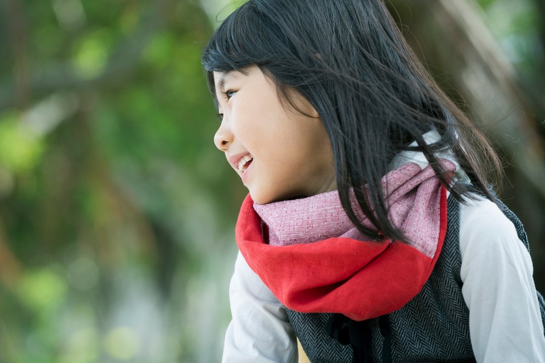红色 儿童围脖 微凉春秋薄款 保加利亚纯棉纺织布料 / 围巾 - 围巾/披肩 - 棉 红色