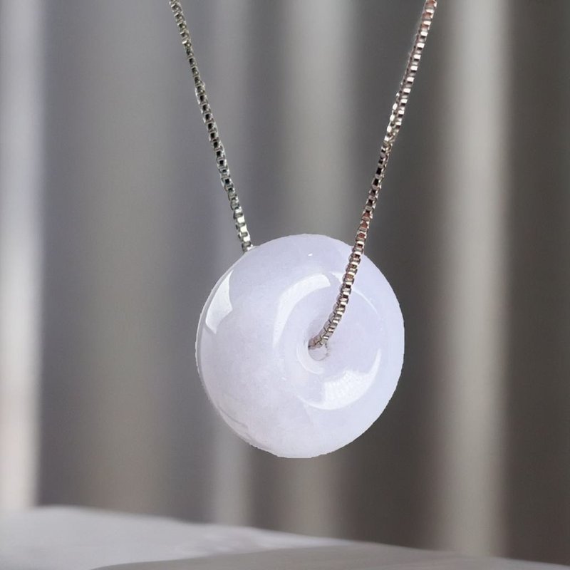 【愿·平安】紫罗兰翡翠平安扣项链 | 天然缅甸玉A货翡翠 | 送礼 - 项链 - 玉石 紫色