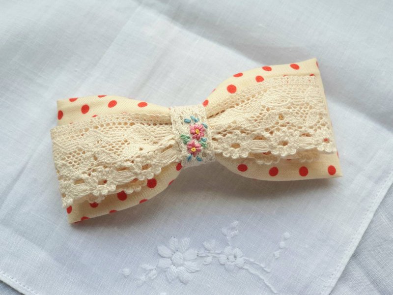 手工刺绣花发夹/蝶恋花系列/C款 - 发饰 - 棉．麻 