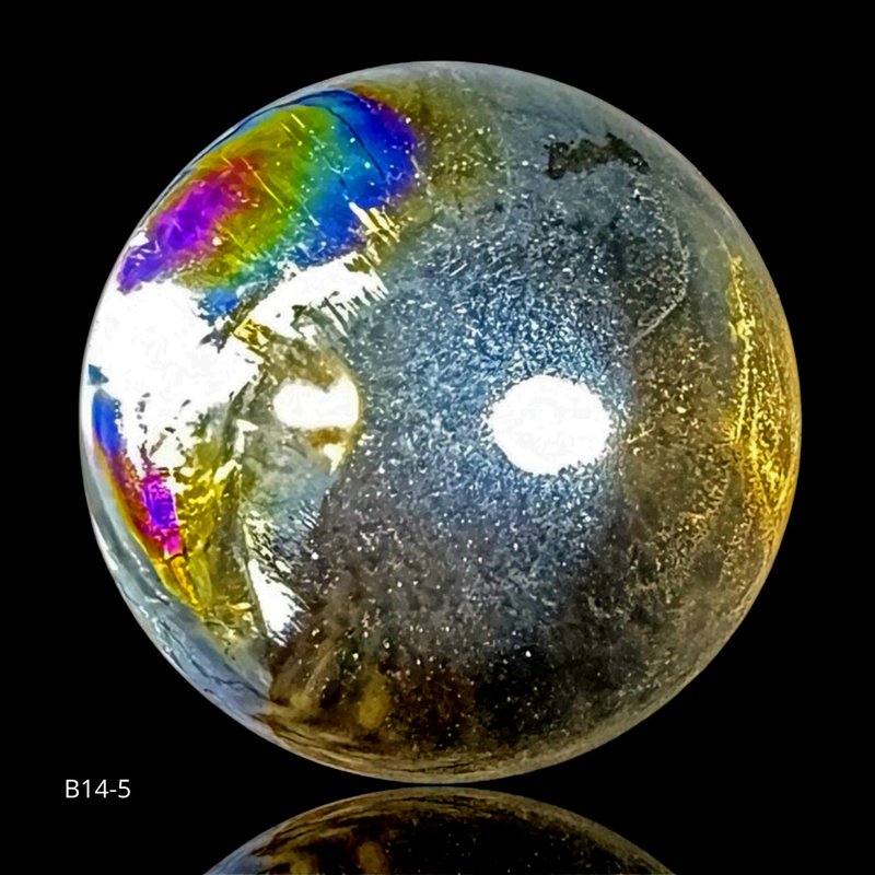 B14-5 大彩虹光 茶水晶球 隐性蓝针 小型随身 茶晶球 聚财 - 摆饰 - 水晶 