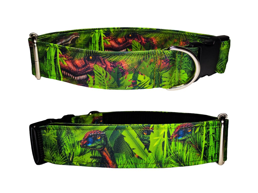 Dog Collar Dinosaurs Handmade Heavy Duty Nylon Adjustable Buckle High Quality - 项圈/牵绳 - 其他材质 