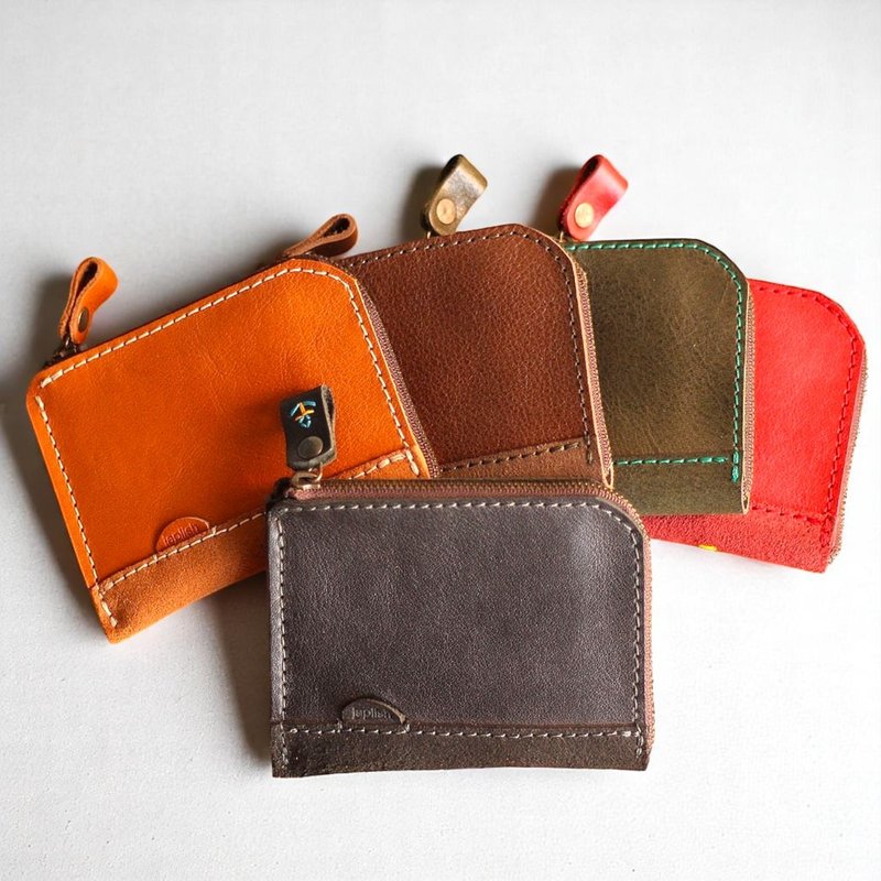 拉链纤薄钱包 - 软质皮革 【6种皮革颜色】免费姓名烫印・刺绣・缝线定制化 / 薄型 / 男性人气 / 日本制 / g-2 - 皮夹/钱包 - 真皮 橘色