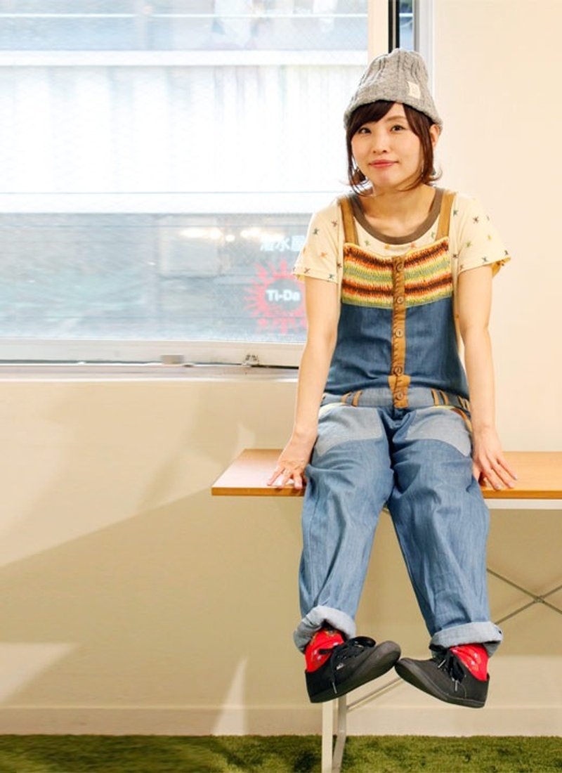 Denim Salopette Pants - 女装长裤 - 棉．麻 蓝色