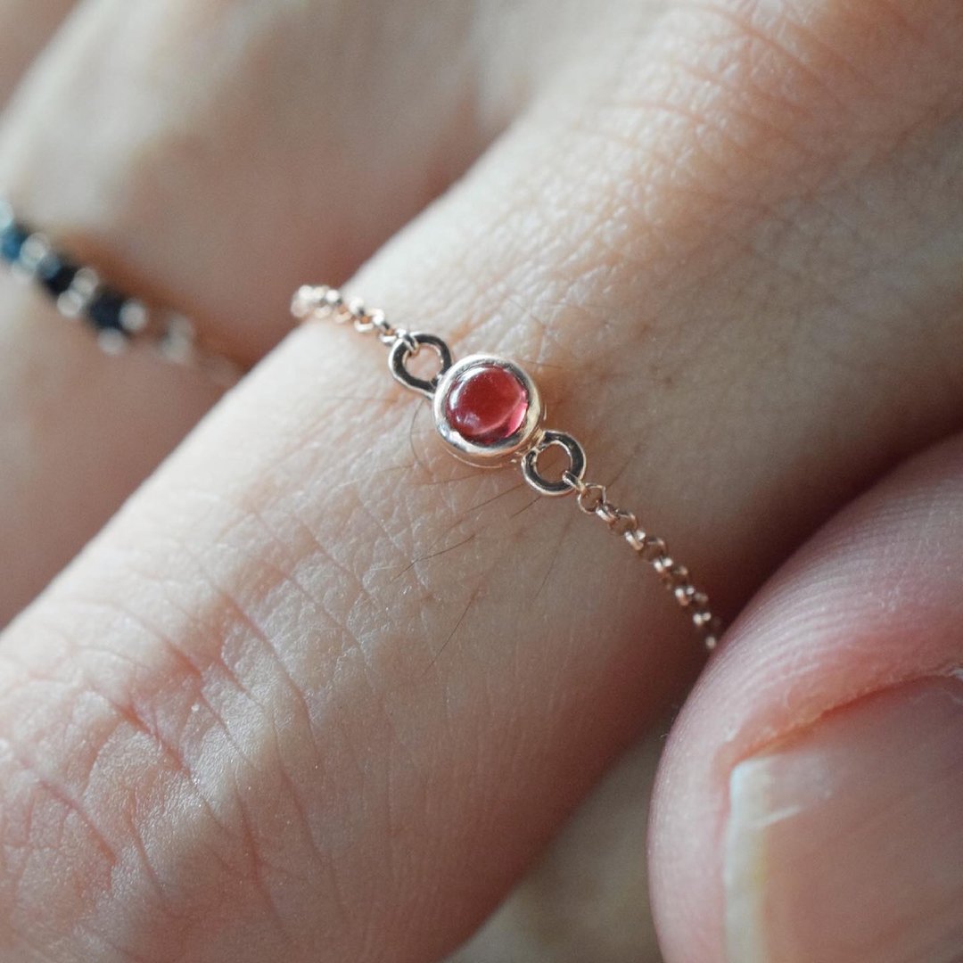 Gemstone Chain Ring #minimchain R424 - 戒指 - 纯银 