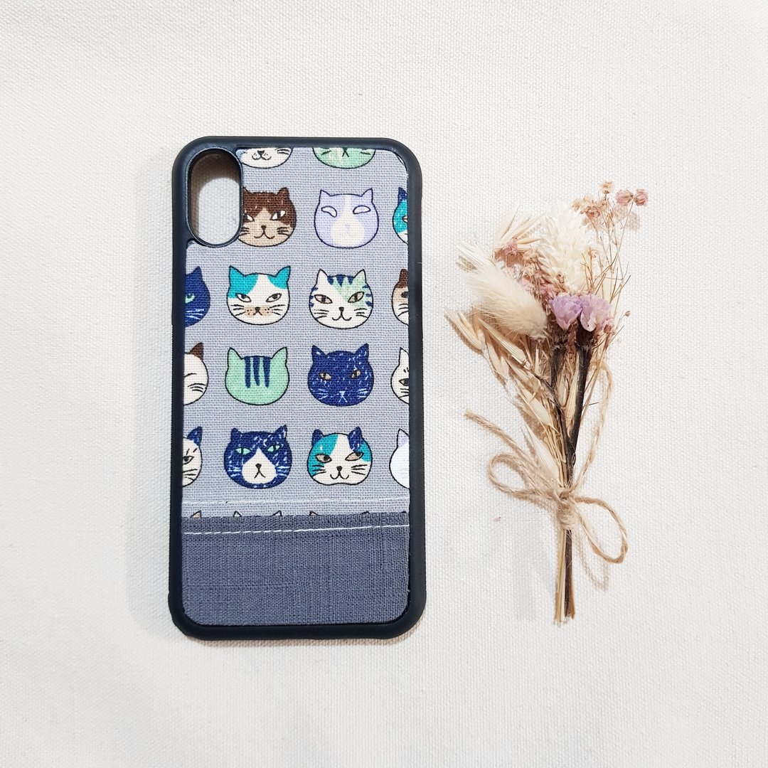【小花猫-灰】Iphone X/XS 手机壳 最后一个 - 手机壳/手机套 - 棉．麻 灰色