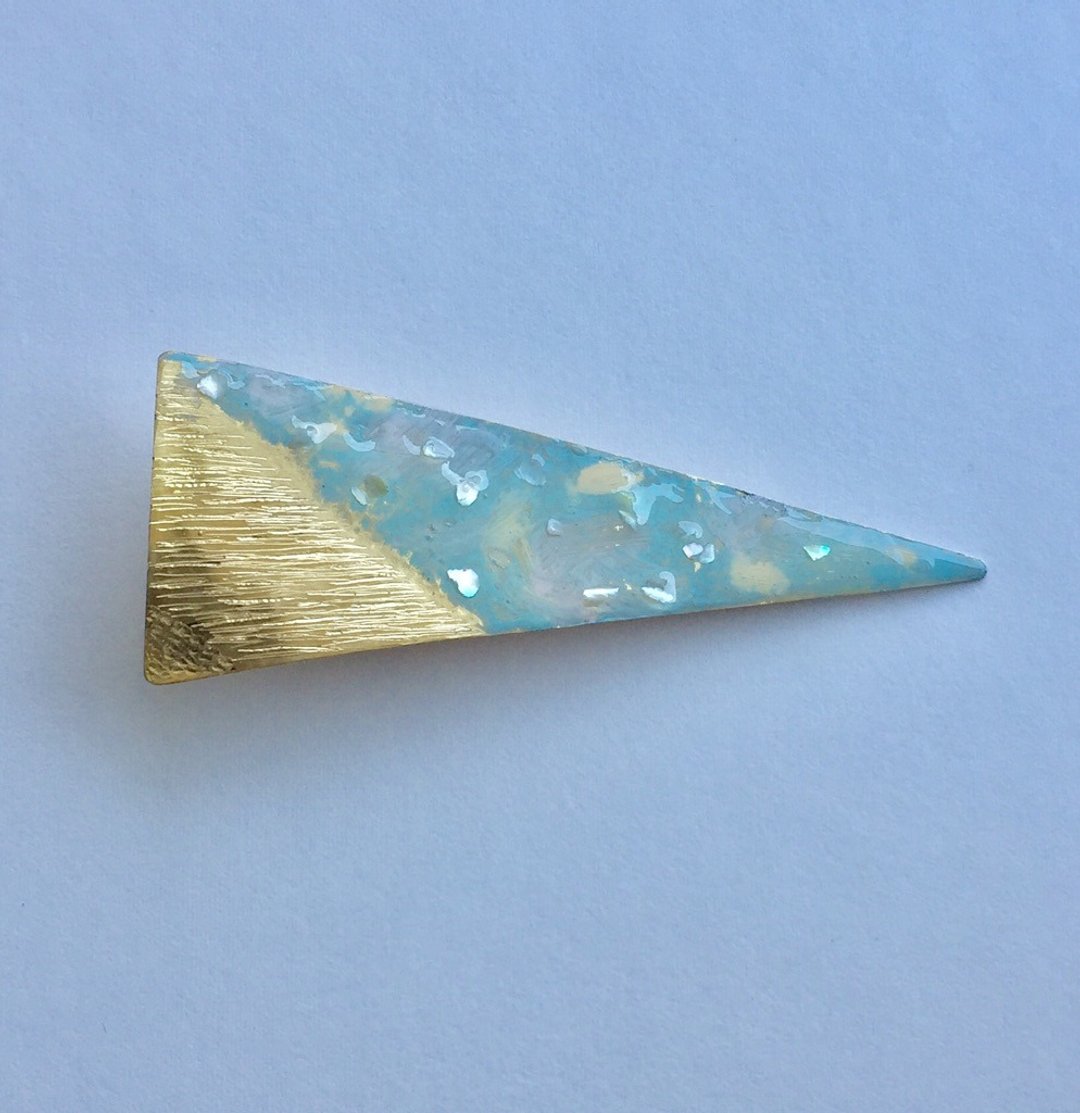 treasure by sea hairclip blue sea treasure triangle hairclip - 发饰 - 其他金属 蓝色