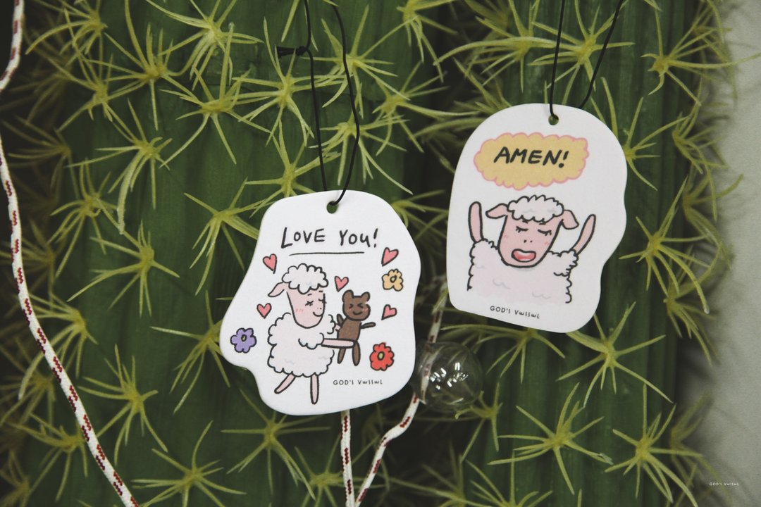 幸福小组 香氛片 香氛吊饰 小羊巧巧 2入 Amen & Love you - 其他 - 纸 多色