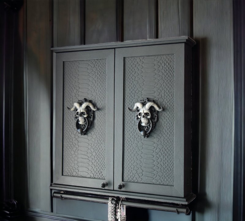 壁柜哥德式家居装饰浴室木质壁柜珠宝收纳盒 - 收纳用品 - 木头 黑色