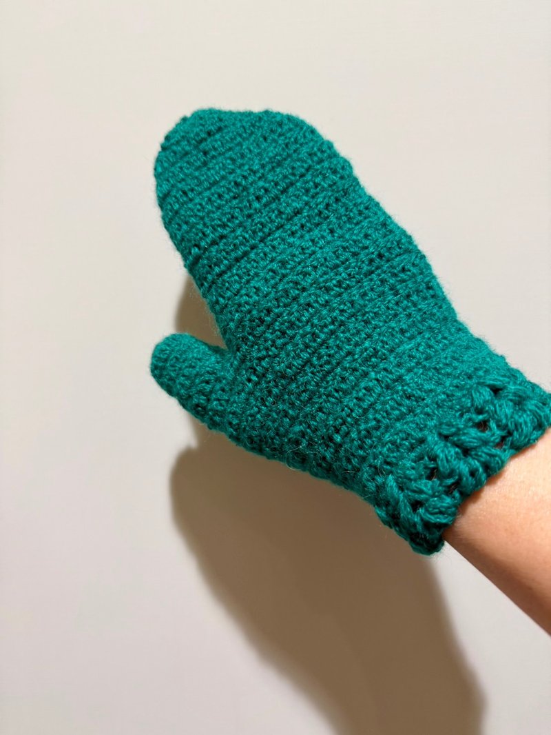 暖暖拇指手套  驼羊毛x羊毛手工编织 - 手套 - 羊毛 绿色