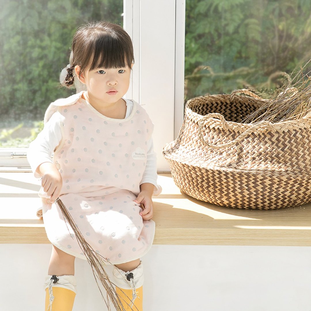 【四季】MARURU 六层纱防踢被 粉粉灰 (S/M) 肩扣式 - 婴儿床上用品 - 棉 粉红色