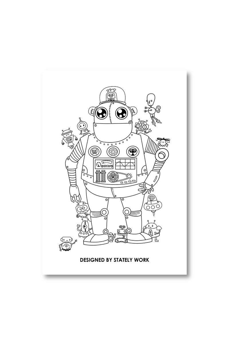 statelywork 机器人 明信片 - 卡片/明信片 - 纸 白色