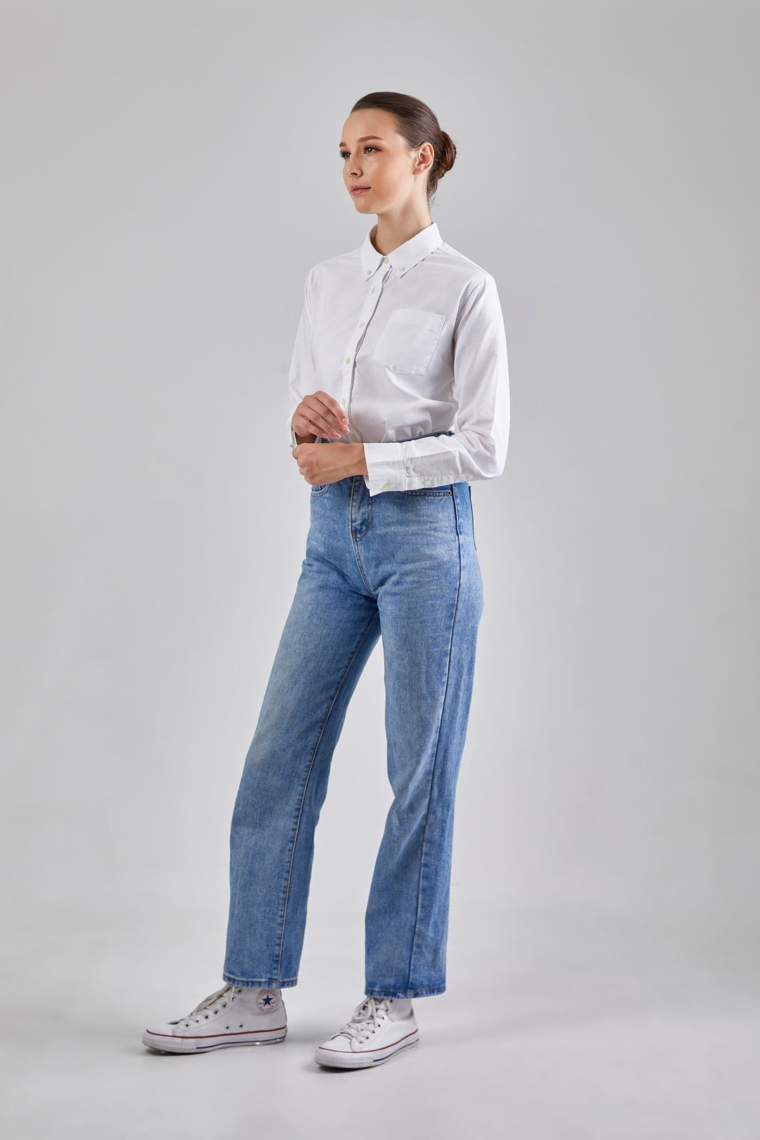 Oxford shirt : Long Sleeve (White , 白) 长袖衬衫 - 女装衬衫 - 棉 白色