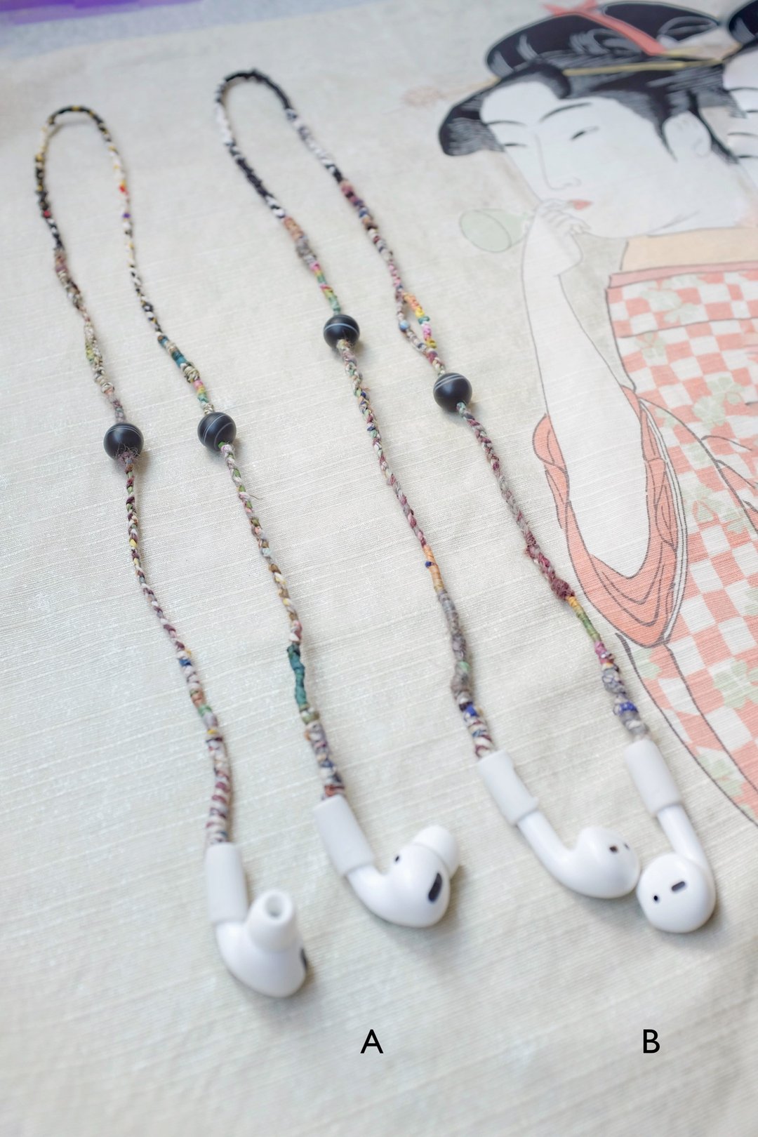Airpods wire / Airpods防丢线 保护绳 和服布料 天珠 - 其他 - 羊毛 灰色