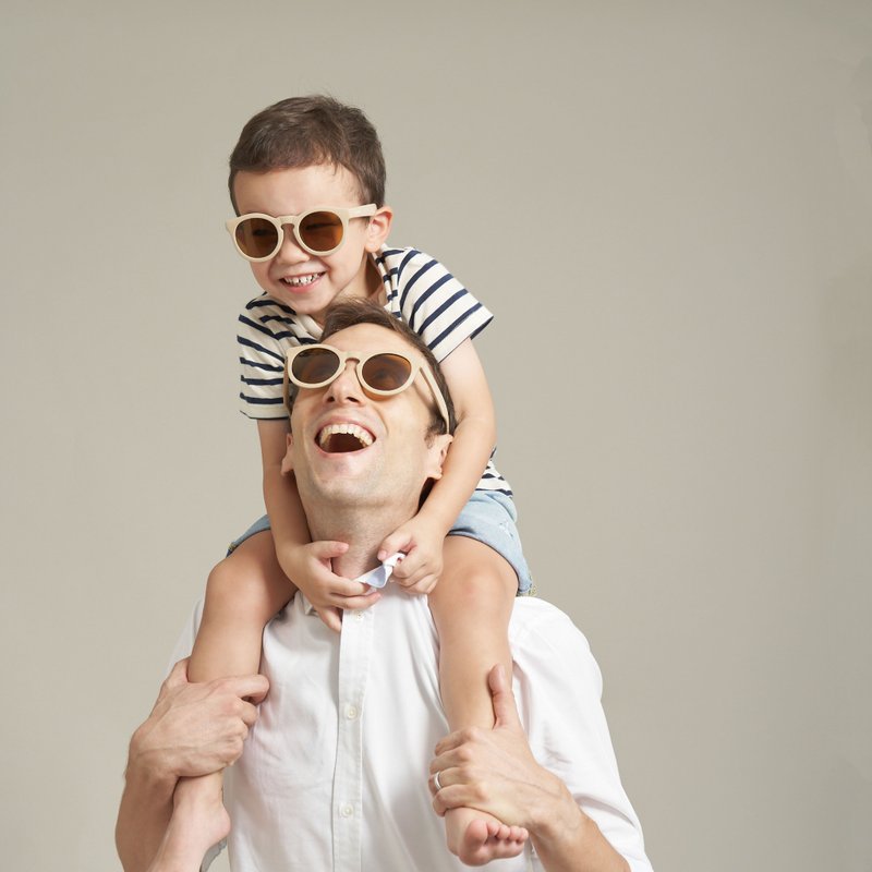 小渔镜-回收渔网太阳眼镜│Round-儿童款/沙滩棕 - 墨镜 - 其他材质 