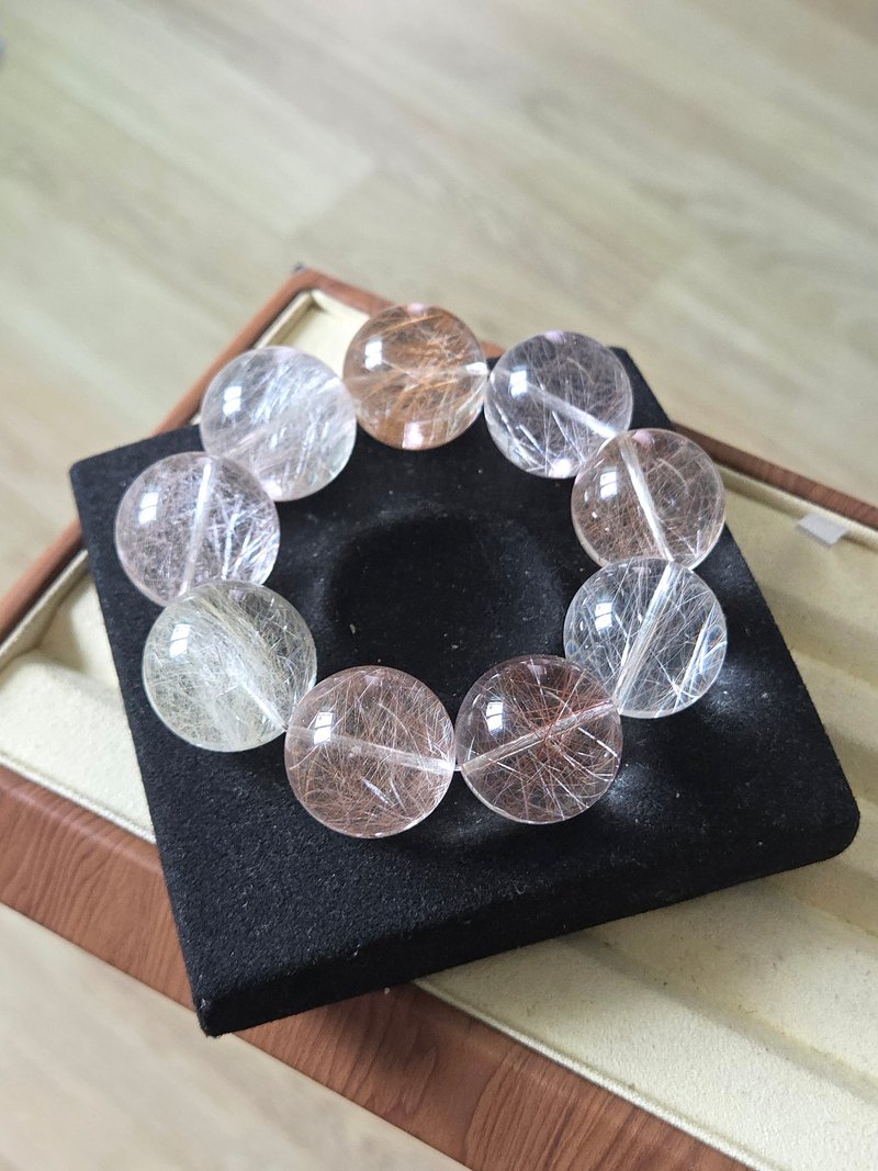 收藏级别 钢丝拉丝彩兔毛 稀有大咪23mm手串 桃花爱情人缘财运全 - 手链/手环 - 水晶 多色