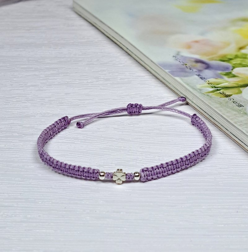 S925纯银四叶草 手绳 定制化手绳 手环 女生手绳 TBC005 - 手链/手环 - 纯银 紫色