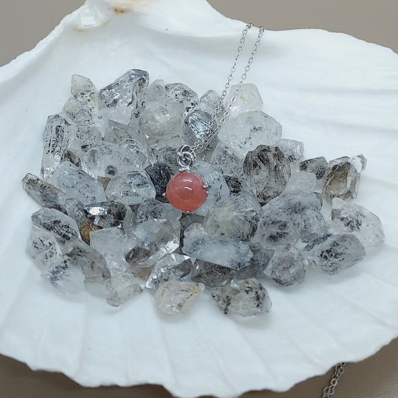 阿根廷冰种红纹吊咀配925银錬 - 项链 - 半宝石 