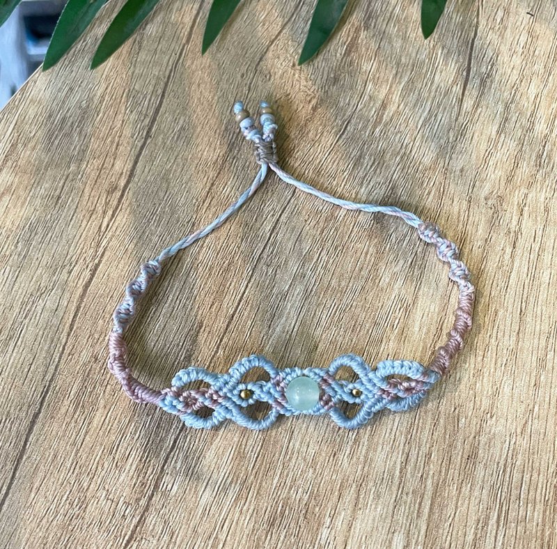 蜡线编织手链 双色小爱心葡萄石 - 手链/手环 - 宝石 多色