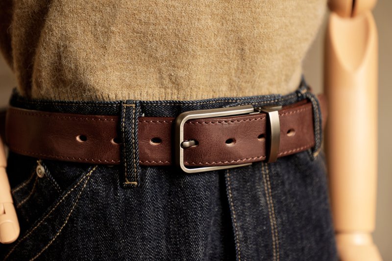 美式复古 植鞣纯牛皮做旧腰带 - 皮带/腰带 - 真皮 多色