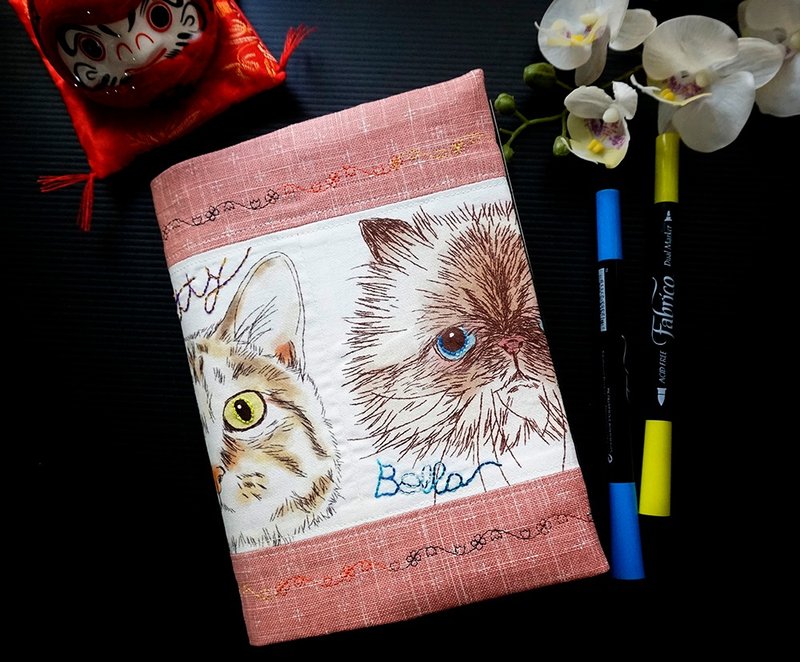 Bella 3只大头猫咪手帐本 - 笔记本/手帐 - 棉．麻 粉红色