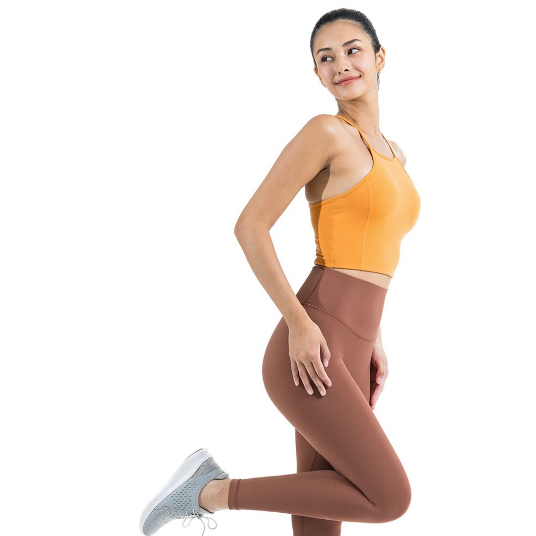 【NAMASTE】Patricia 后编网造型短上衣 - 深肤 - 女装运动内衣 - 尼龙 橘色