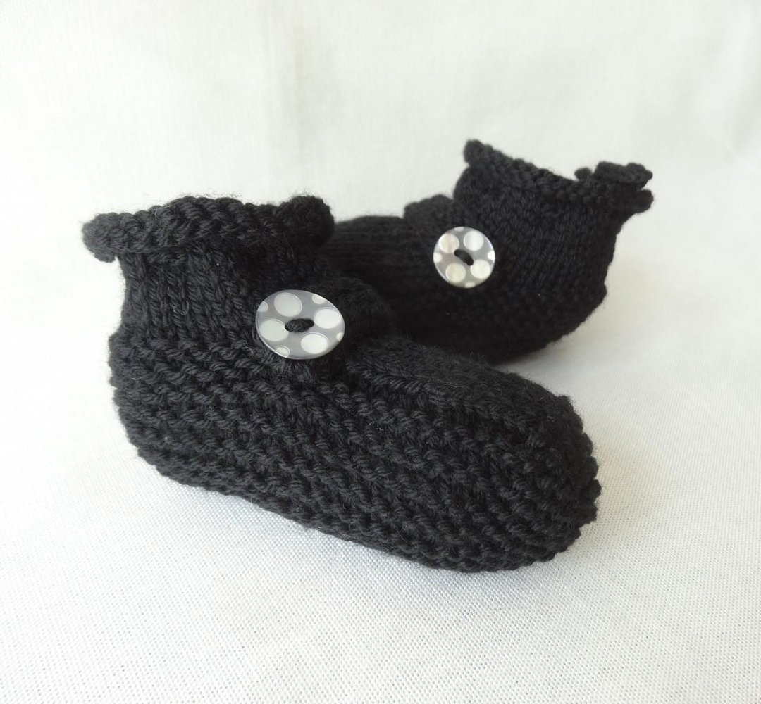 6M ~ Dot Button Baby Booties Shrink-proof wool - 童装鞋 - 棉．麻 